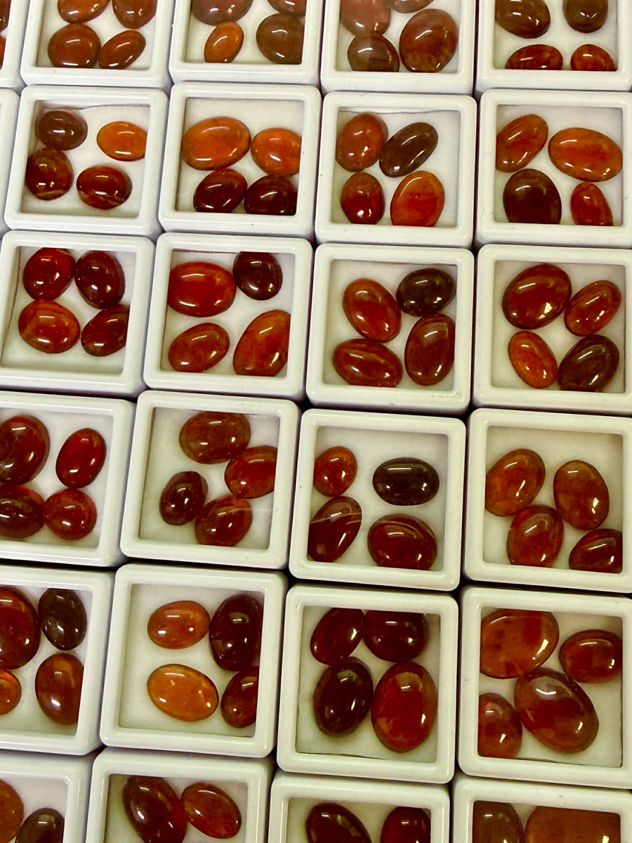 4x Mini Mixed Hessonite Garnet Cabochon Pack