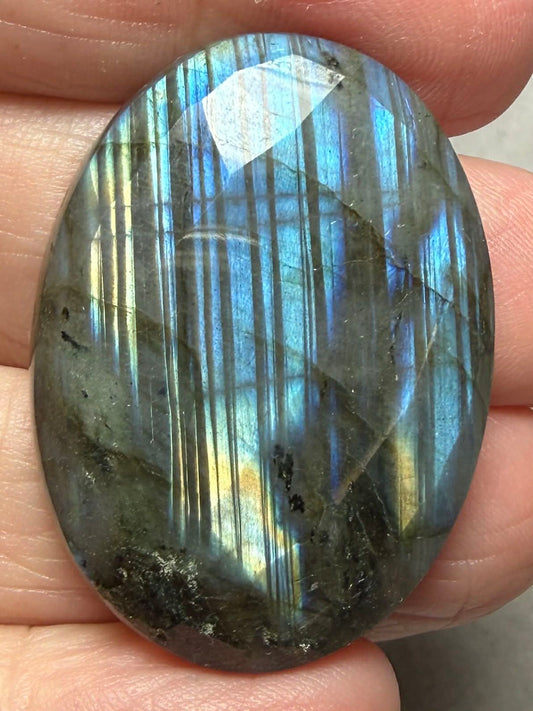 Oval 37x27mm Faceted Labradorite Cabochon 25