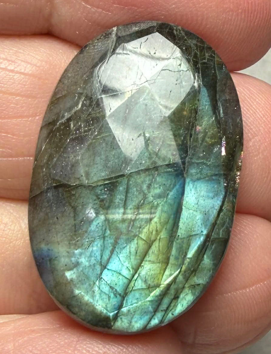 Oval 29x19mm Faceted Labradorite Cabochon 27