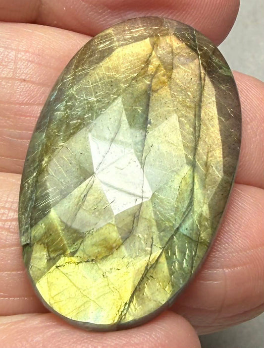 Oval 35x21mm Faceted Labradorite Cabochon 28