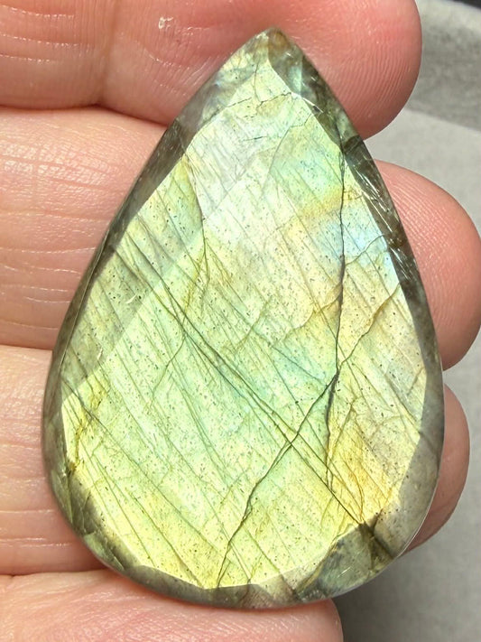 Teardrop 39x27mm Faceted Labradorite Cabochon 29