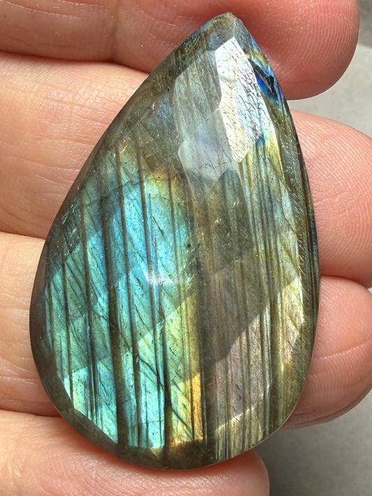 Teardrop 41x25mm Faceted Labradorite Cabochon 33