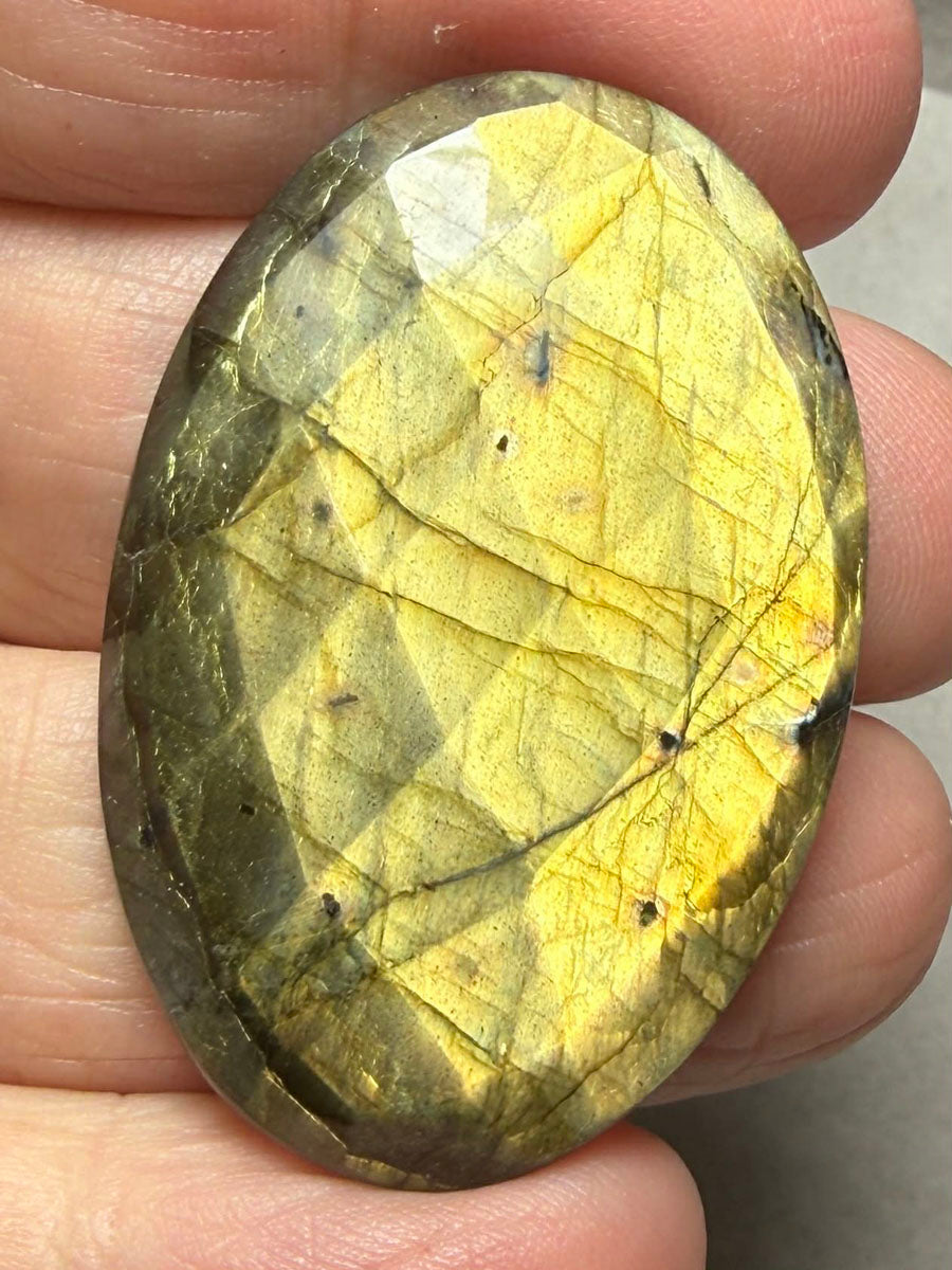 Oval 41x28mm Faceted Labradorite Cabochon 40