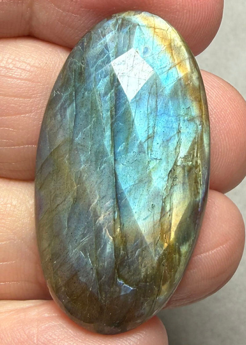 Oval 33x19mm Faceted Labradorite Cabochon 41