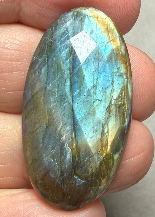 Oval 33x19mm Faceted Labradorite Cabochon 41