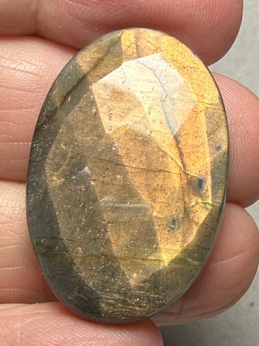 Oval 32x22mm Faceted Labradorite Cabochon 43