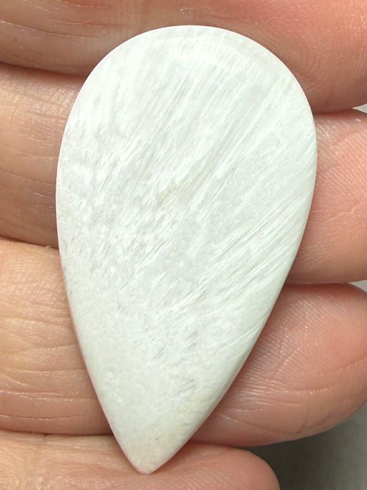 Teardrop 39x21mm White Scolecite Cabochon 05