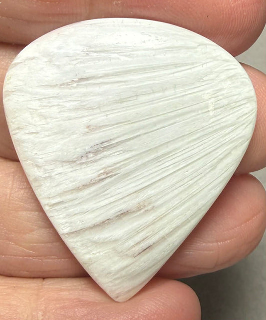 Teardrop 38x33mm White Scolecite Cabochon 06