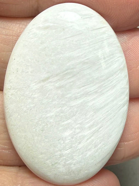 Oval 37x25mm White Scolecite Cabochon 07
