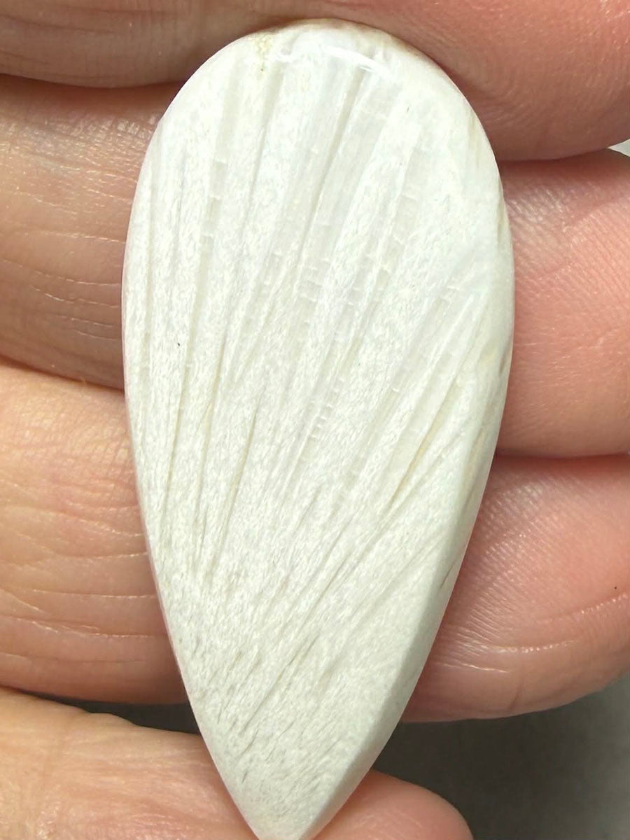 Teardrop 41x18mm White Scolecite Cabochon 13