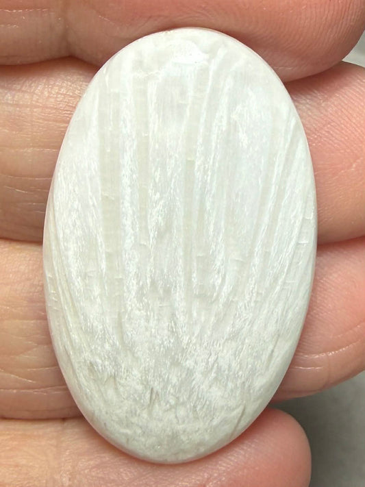 Oval 37x22mm White Scolecite Cabochon 19