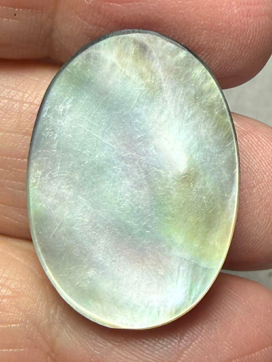 Oval 28x20mm Black Mother of Pearl Cabochon 03