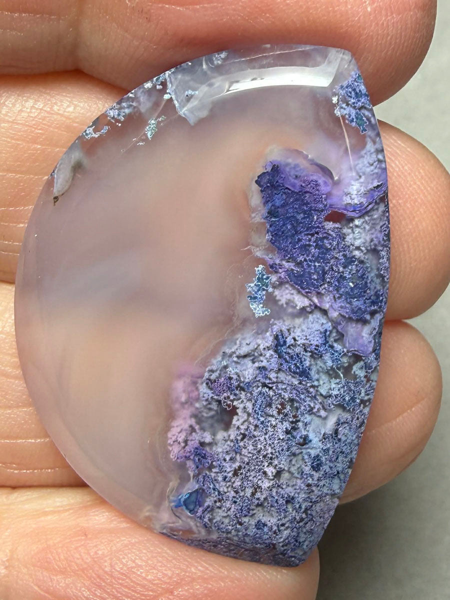 Freeform 35x24mm Purple Moss Agate Cabochon 01