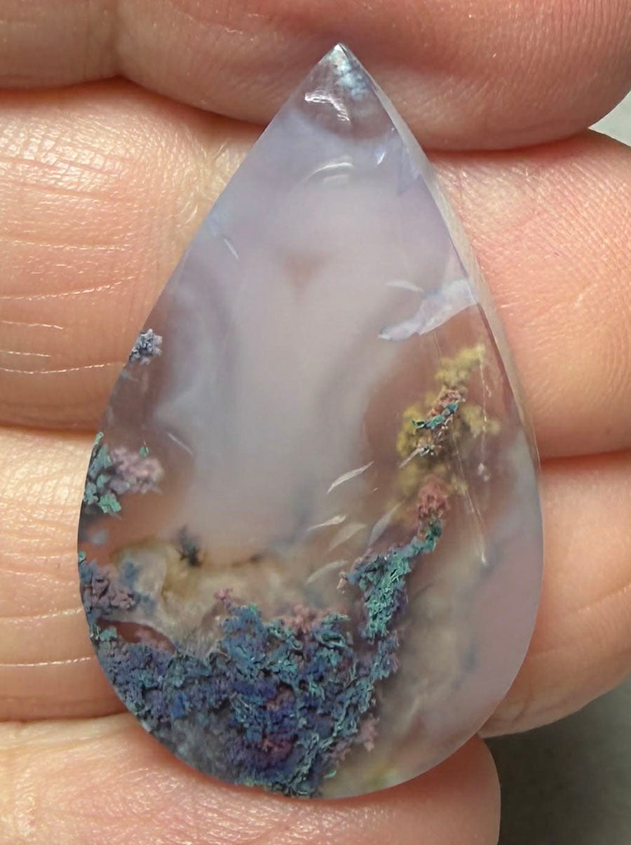 Teardrop 33x20mm Purple Moss Agate Cabochon 12