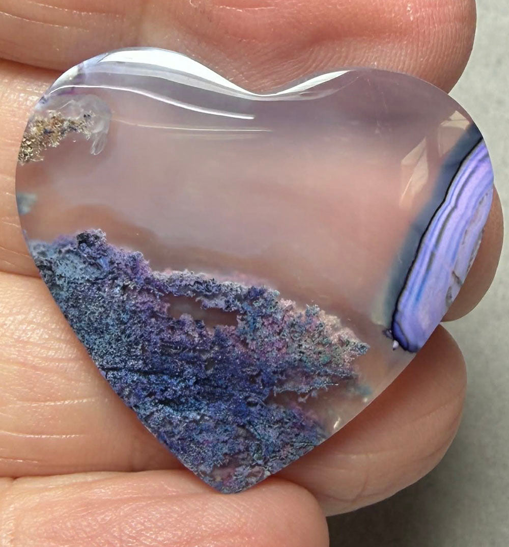 Heart 30x31mm Purple Moss Agate Cabochon 23
