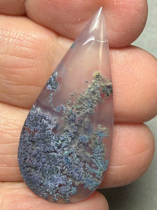 Teardrop 38x18mm Purple Moss Agate Cabochon 26