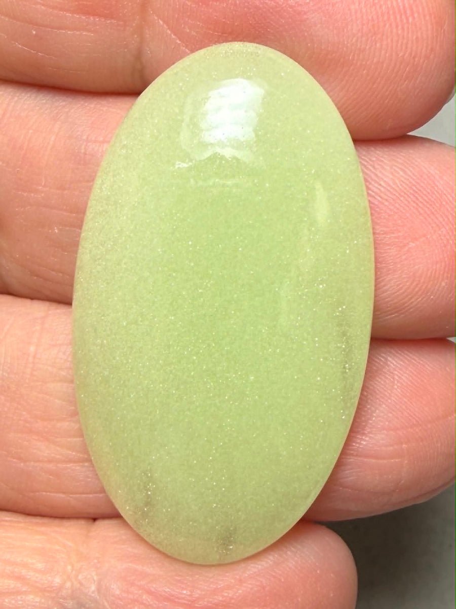 Single Oval 35-40mm Long Uranium Glass Cabochon