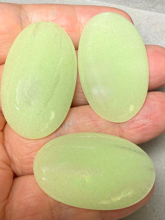 Single Oval 35-40mm Long Uranium Glass Cabochon