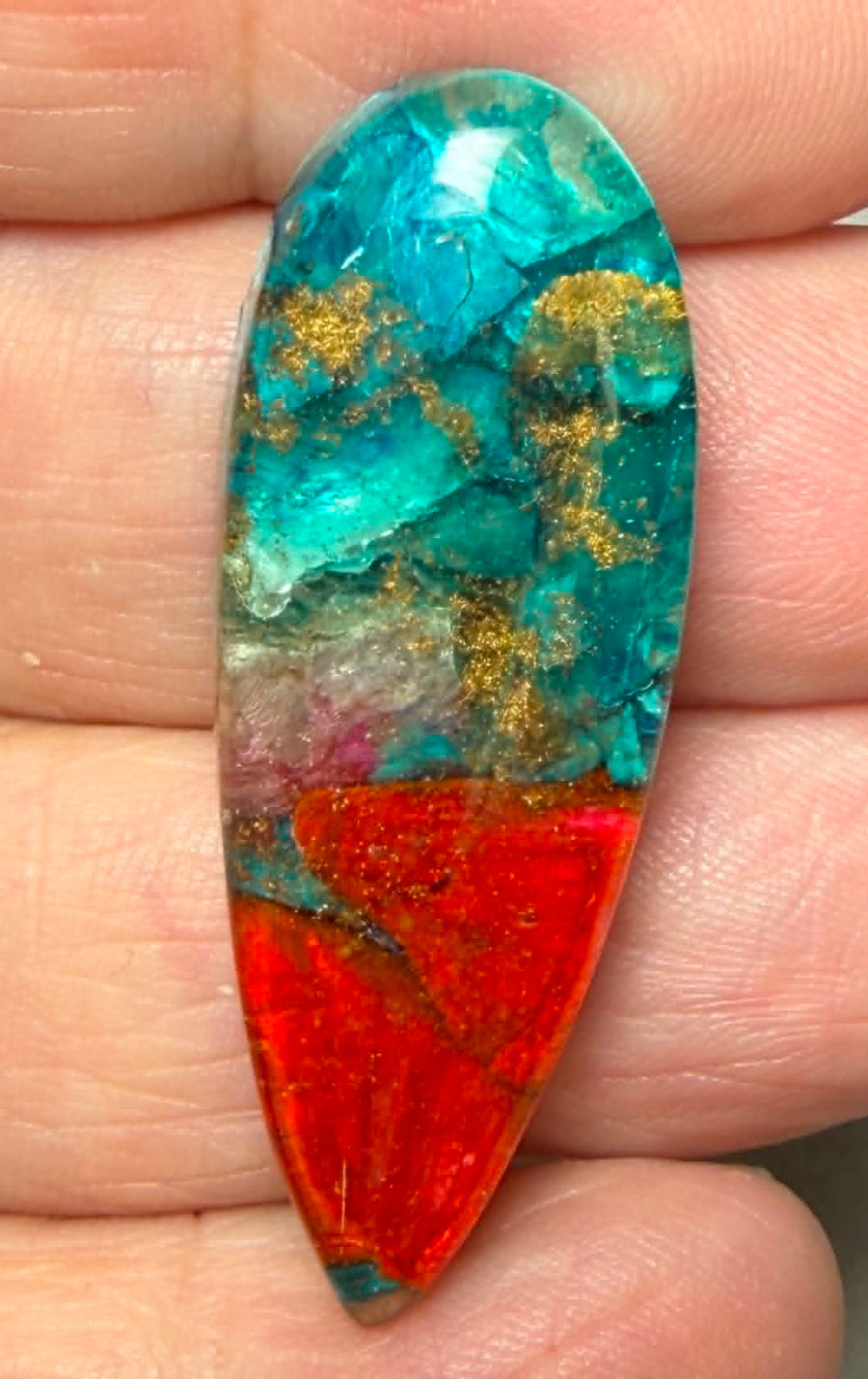 Single Teardrop 41mm Long Bowlerite Cabochon