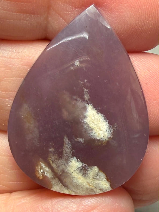 Teardrop 32x24mm Purple Chalcedony Cabochon 08