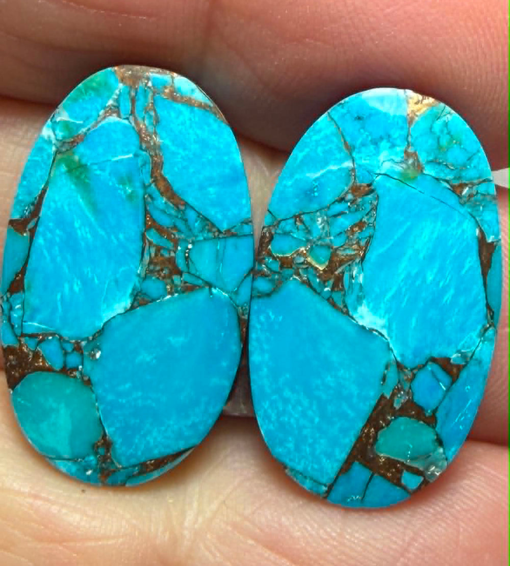 Oval 24x14mm Kingman Turquoise Cabochon Pair 03