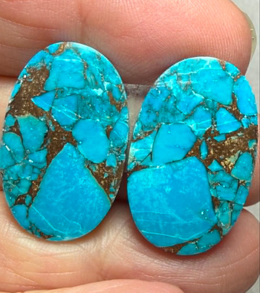 Oval 26x16mm Kingman Turquoise Cabochon Pair 09