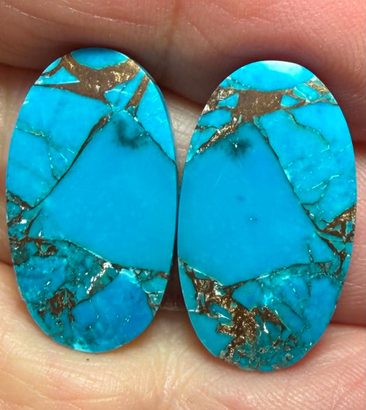 Oval 23x13mm Kingman Turquoise Cabochon Pair 11