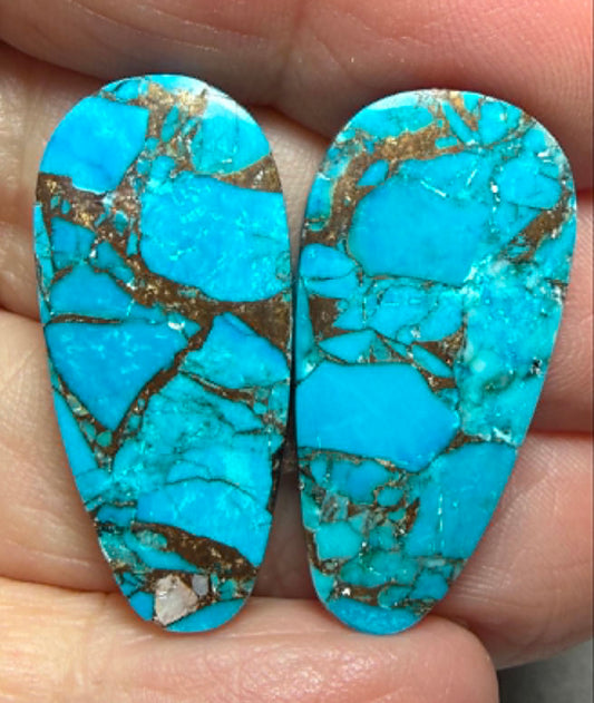 Teardrop 29x13mm Kingman Turquoise Cabochon Pair 17