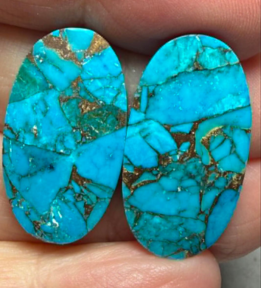 Oval 26x14mm Kingman Turquoise Cabochon Pair 18