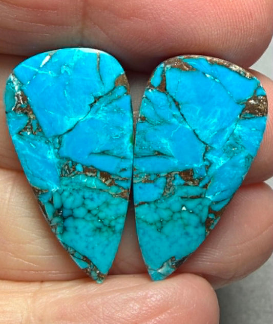 Teardrop 28x15mm Kingman Turquoise Cabochon Pair 22