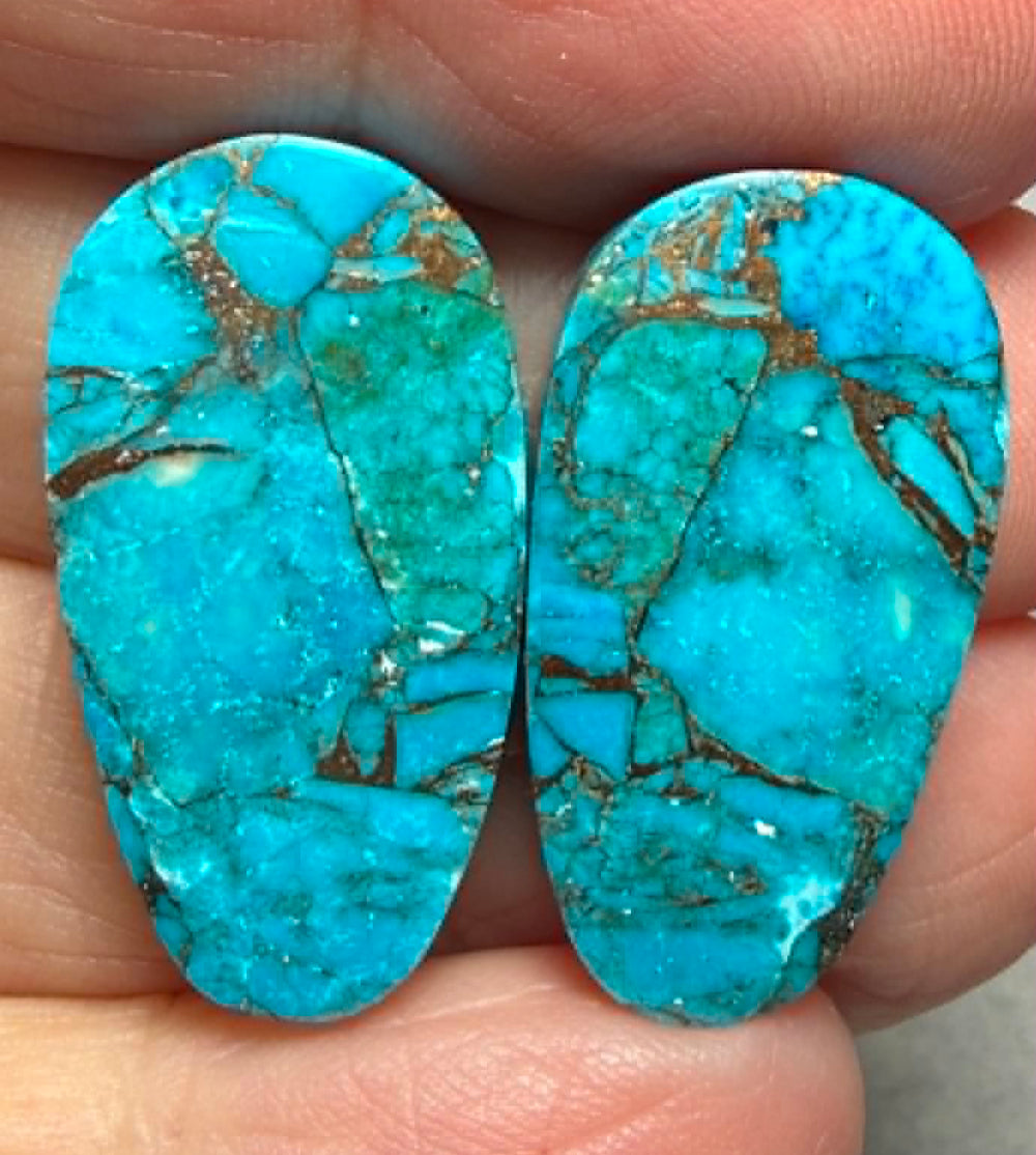 Teardrop 27x14mm Kingman Turquoise Cabochon Pair 23