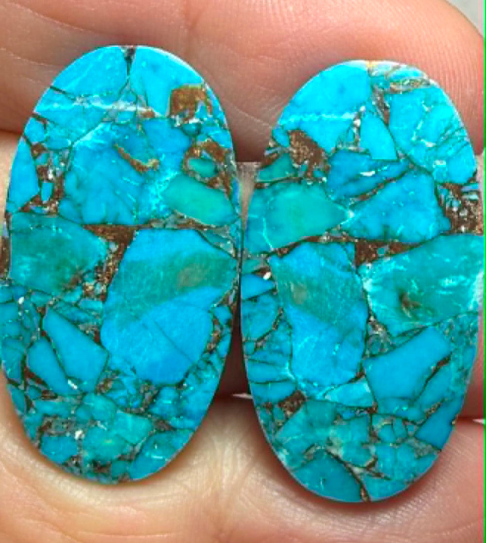 Oval 31x17mm Kingman Turquoise Cabochon Pair 24