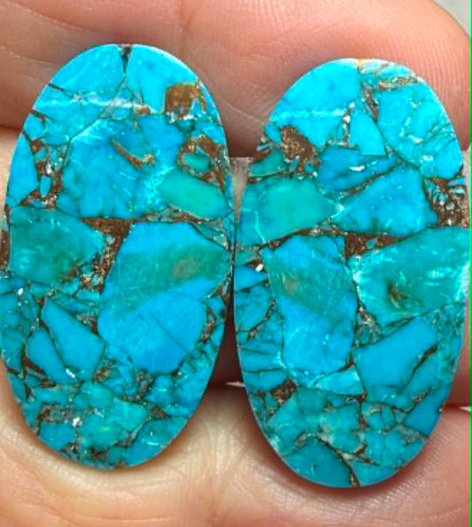 Oval 31x17mm Kingman Turquoise Cabochon Pair 24