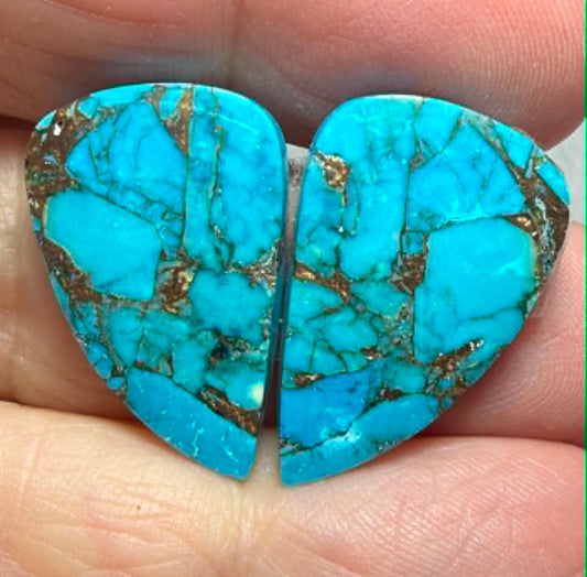 Freeform 24x15mm Kingman Turquoise Cabochon Pair 26