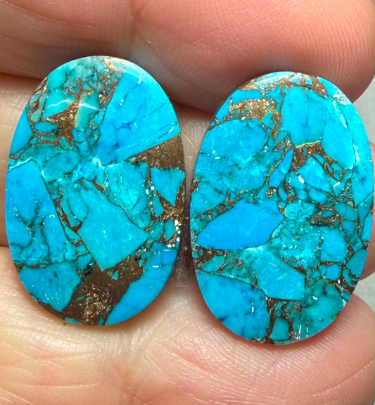Oval 24x16mm Kingman Turquoise Cabochon Pair 27