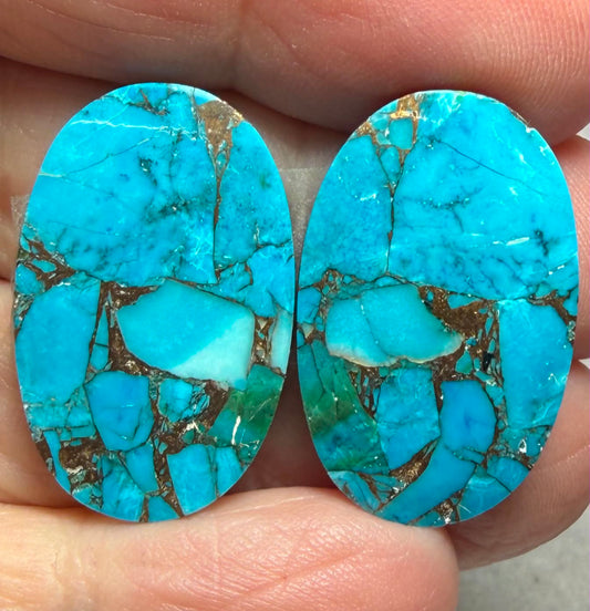 Oval 26x16mm Kingman Turquoise Cabochon Pair 29