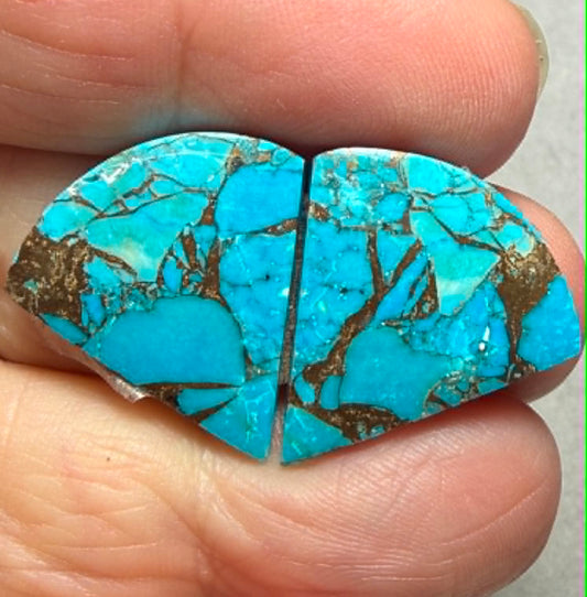 Freeform 22x20mm Kingman Turquoise Cabochon Pair 31