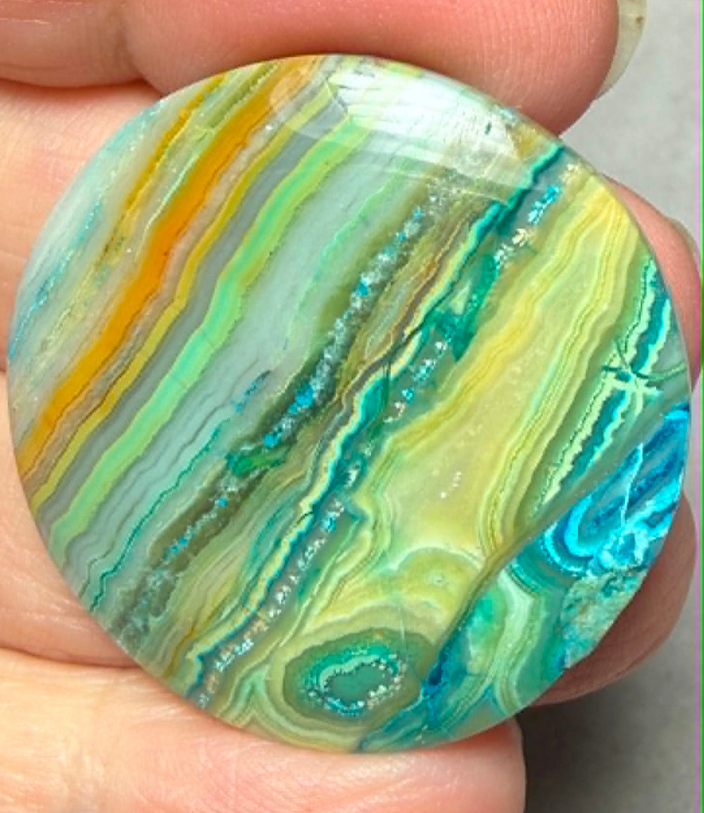 Round 34x34mm Coloured Crazy Lace Jasper Cabochon 11