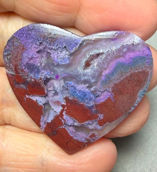 Heart 37x40mm Coloured Crazy Lace Jasper Cabochon 30