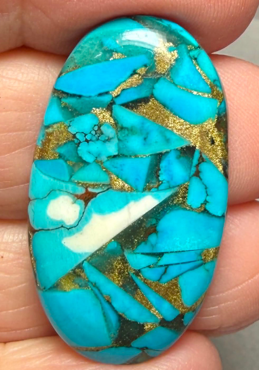 Oval 34x19mm Mohave Turquoise Cabochon 17