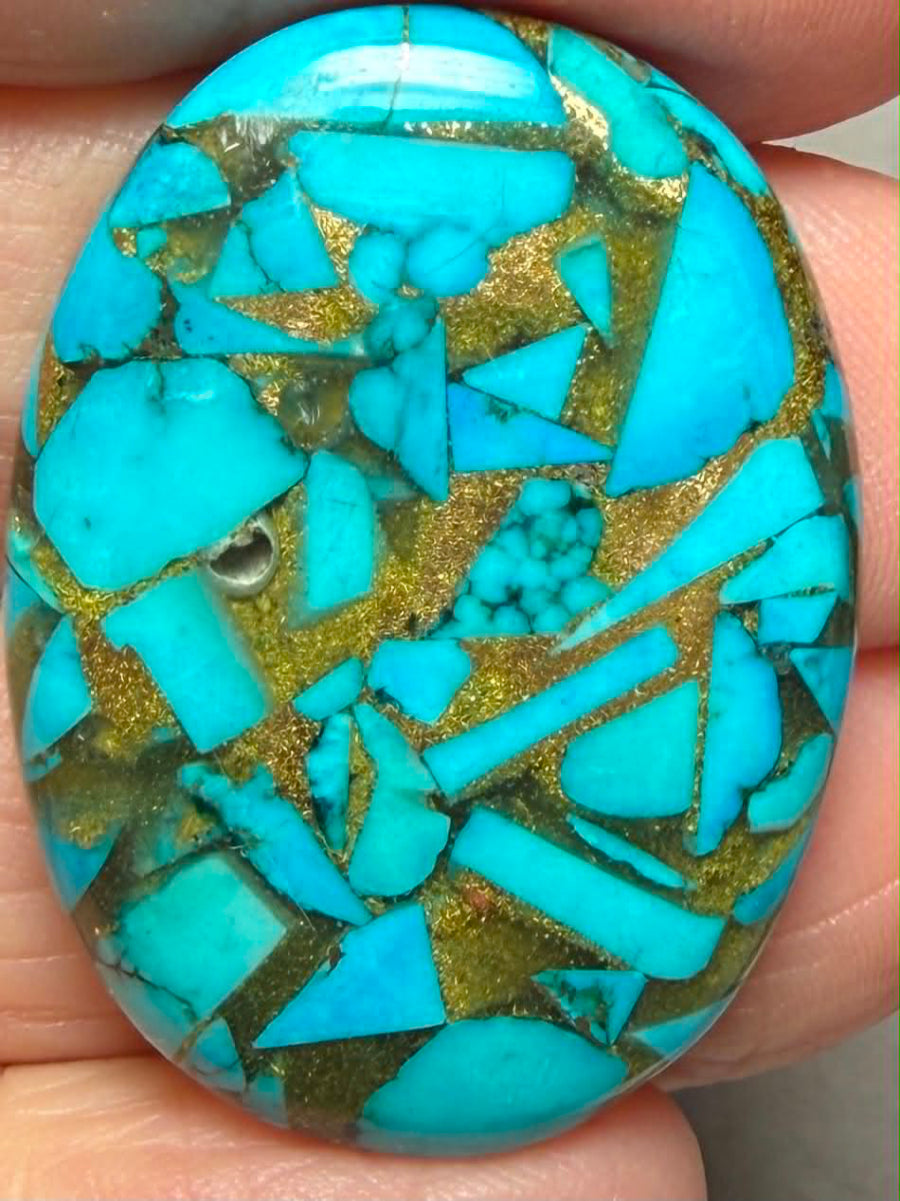 Oval 34x25mm Mohave Turquoise Cabochon 27