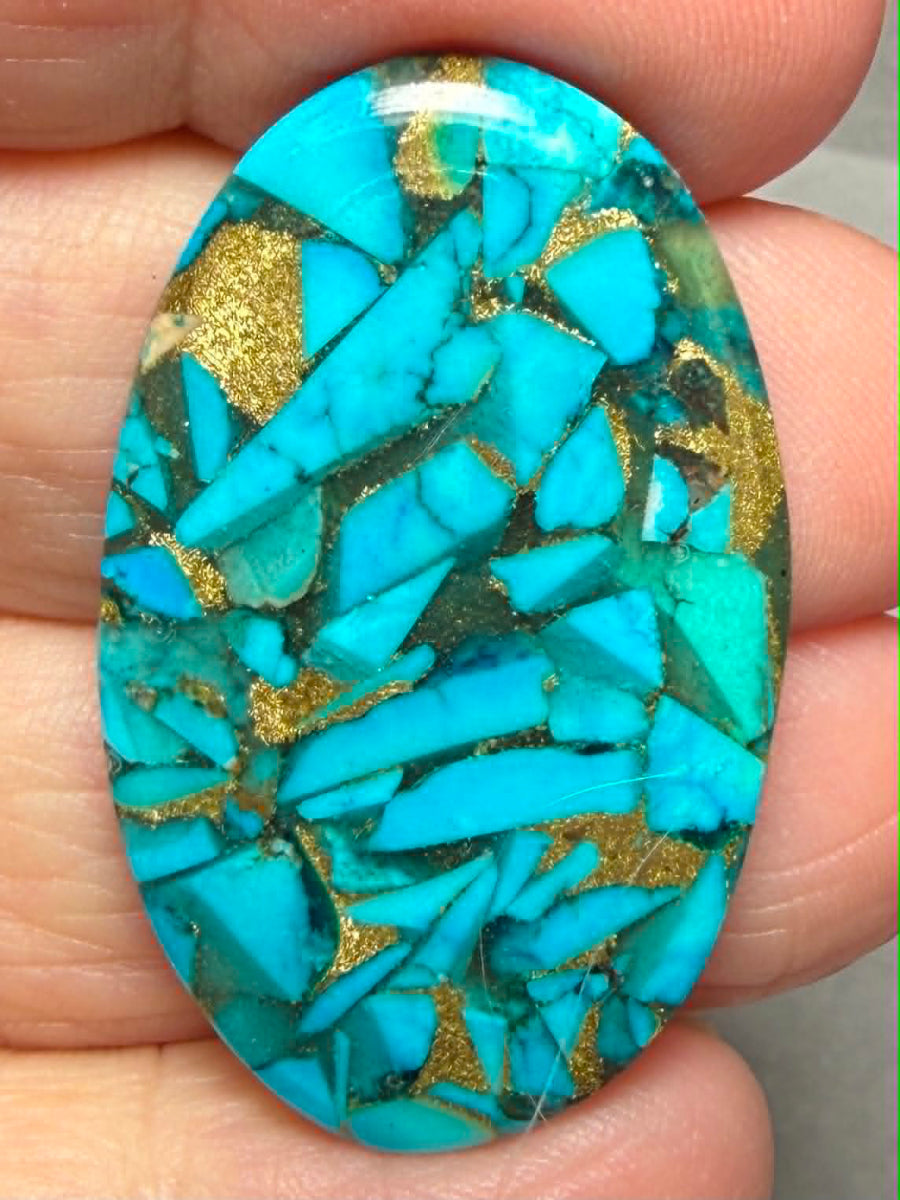 Oval 37x23mm Mohave Turquoise Cabochon 35