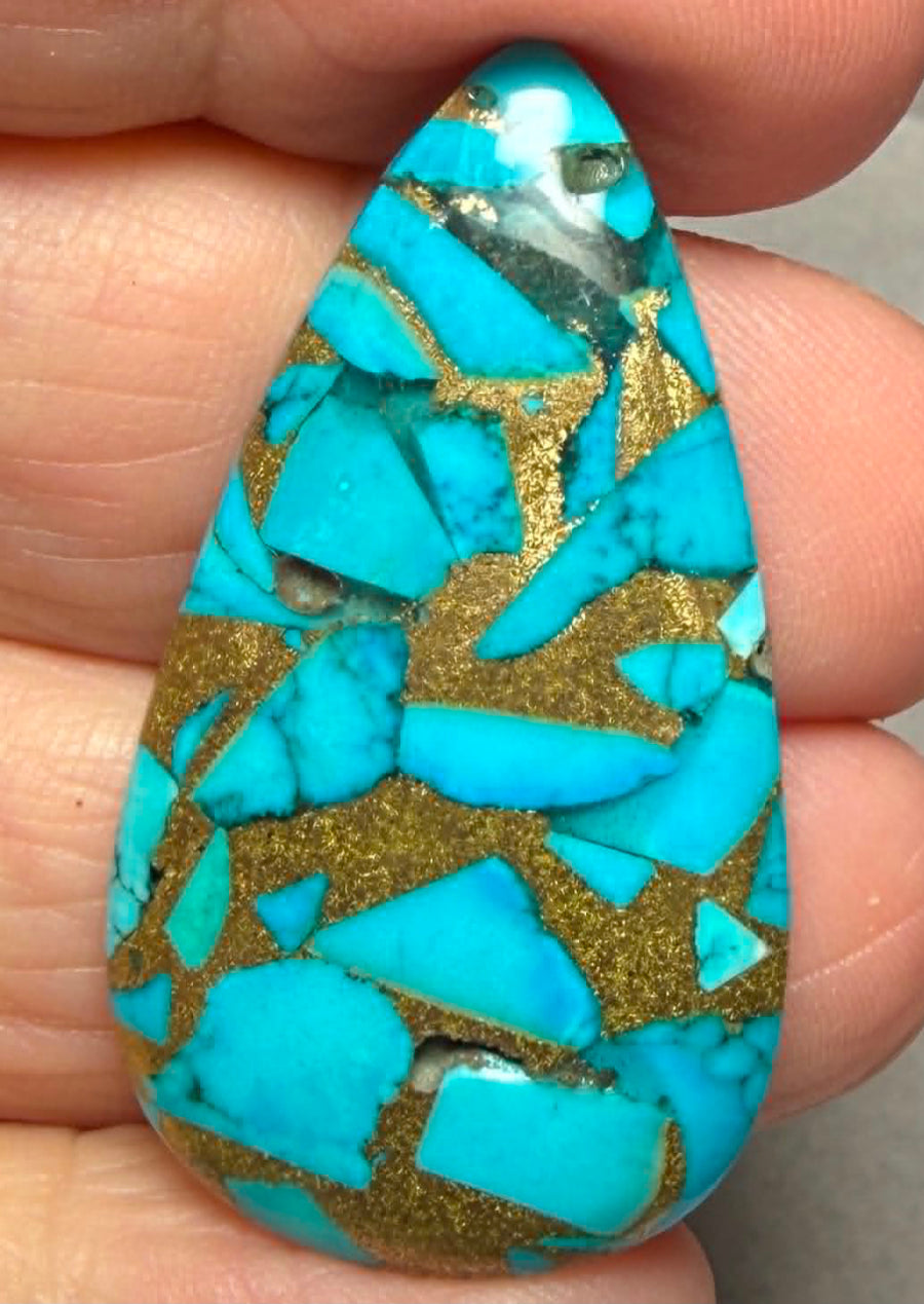 Teardrop 39x22mm Mohave Turquoise Cabochon 36