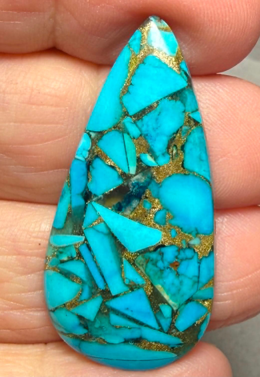 Teardrop 39x19mm Mohave Turquoise Cabochon 37
