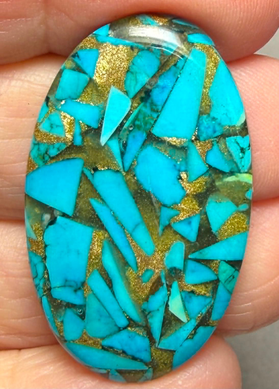 Oval 35x21mm Mohave Turquoise Cabochon 46