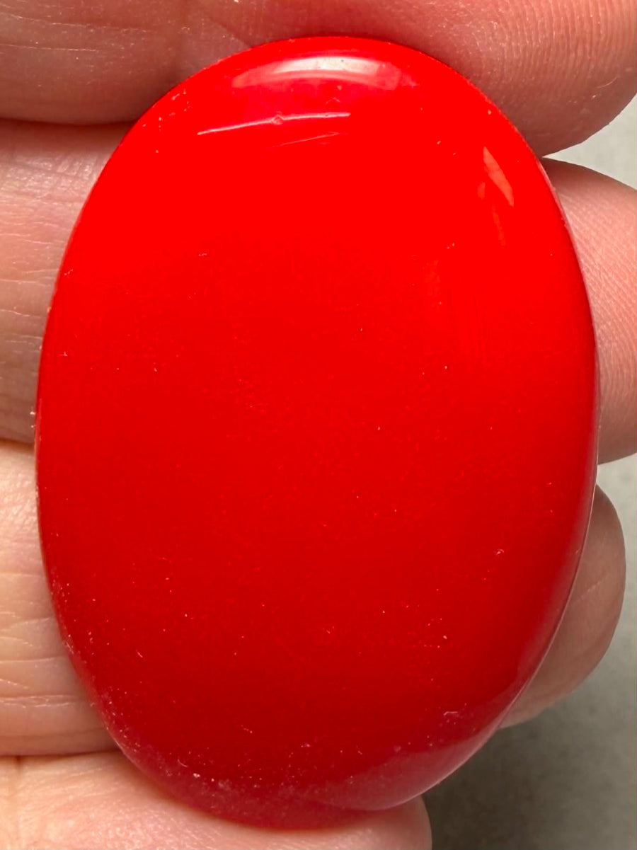 Oval 40x27mm Red Coral Cabochon 33