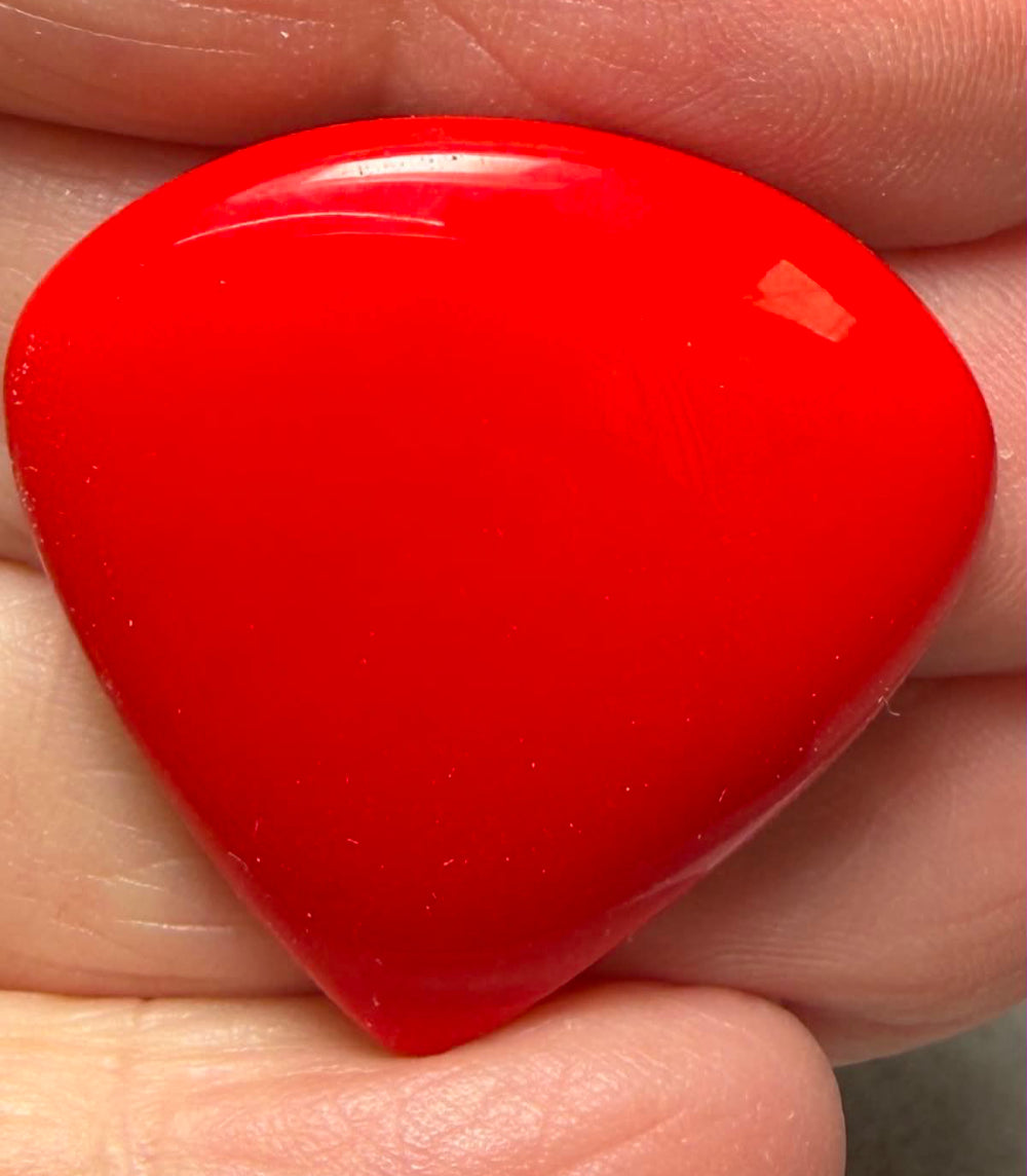 Teardrop 29x29mm Red Coral Cabochon 34