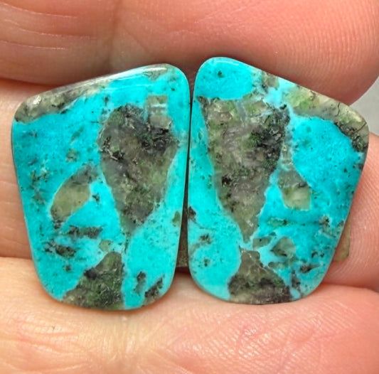 Freeform 20x14mm Arizona Turquoise Cabochon Pair 01