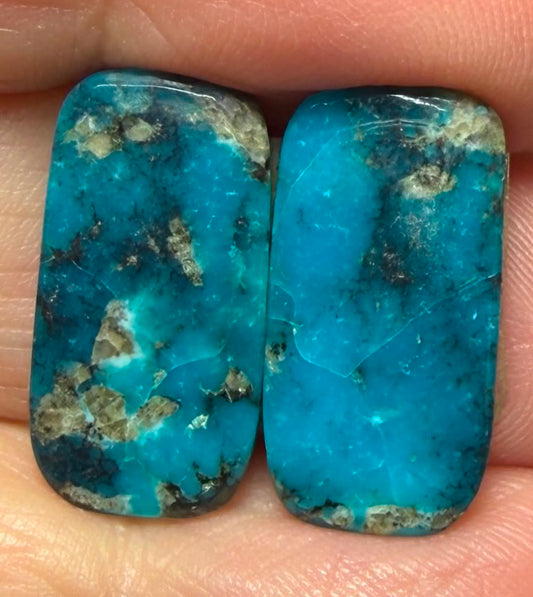 Rectangle 20x10mm Arizona Turquoise Cabochon Pair 05