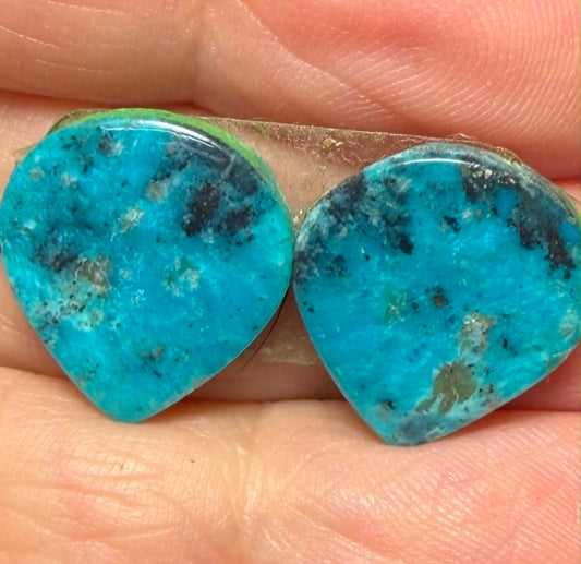 Teardrop 15x14mm Arizona Turquoise Cabochon Pair 09